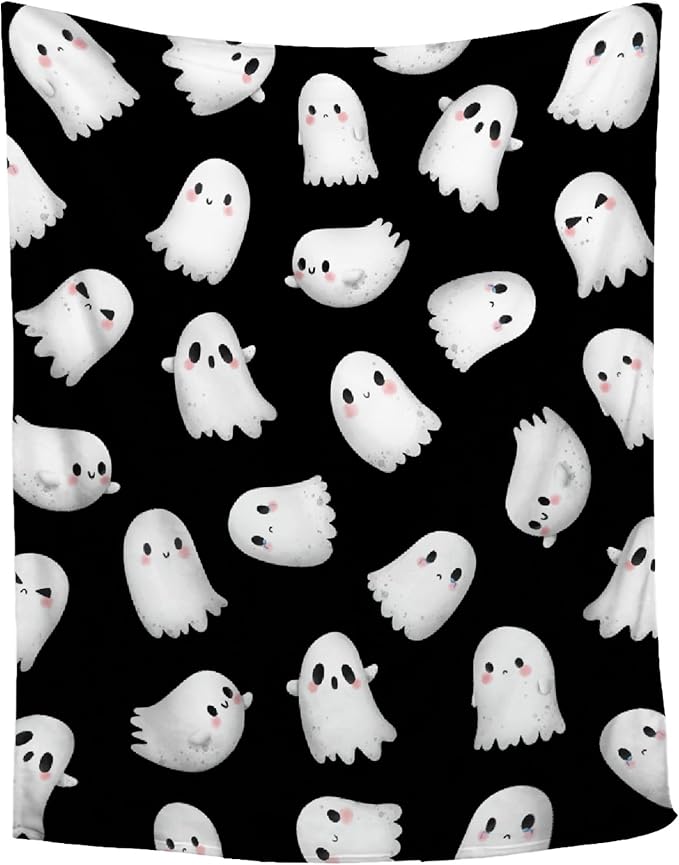 Halloween Blanket for Girls Boys - Cute Ghost Throw Gifts - Halloween Decor Blanket for Couch,Sofa,Bed,Living Rooms - 30"x40"-Toddlers/Crib Size