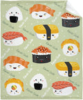 Thuswarm Cute Sushi Kawaii Flannel Throw Blanket Warm Cozy Soft Cartoon Food Print Blankets for Bed Couch Sofa Room Decoration Gifts 60”×50” Medium for Teen