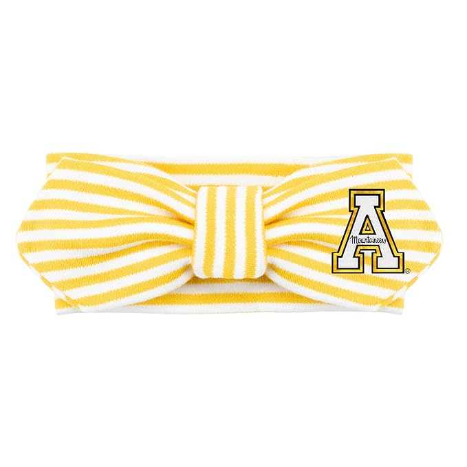 Creative Knitwear Appalachian State Mountaineers Infant Girls Gold/White Striped Hair Knot Headband Embroidered Logo - Size Newborn - 4T