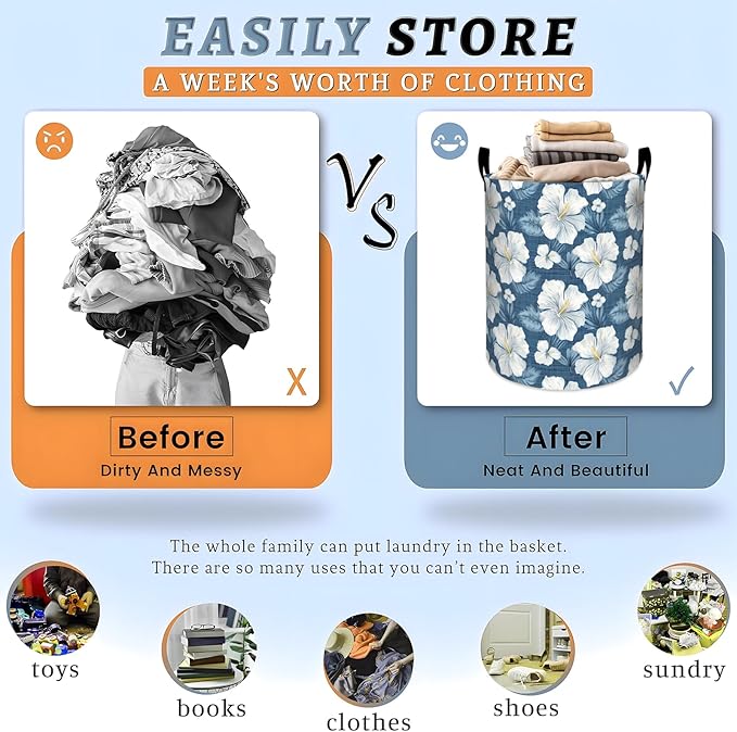 Rustic Highland Cow with Calf Laundry Basket with Handles, 19.7"x15.7" Clothes Foldable Cows Laundry Hamper Organizer for Dorm Nursery Bedroom Bathroom Decor, Toy Storage Bin for Kids