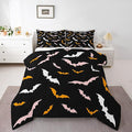 Erosebridal Bat Bedding Set Happy Halloween Comforter Set King Size for Kids Boys Bedroom Pink and Orange Bat Quilt Gothic Spooky Style Duvet Insert with 2 Pillow Cases