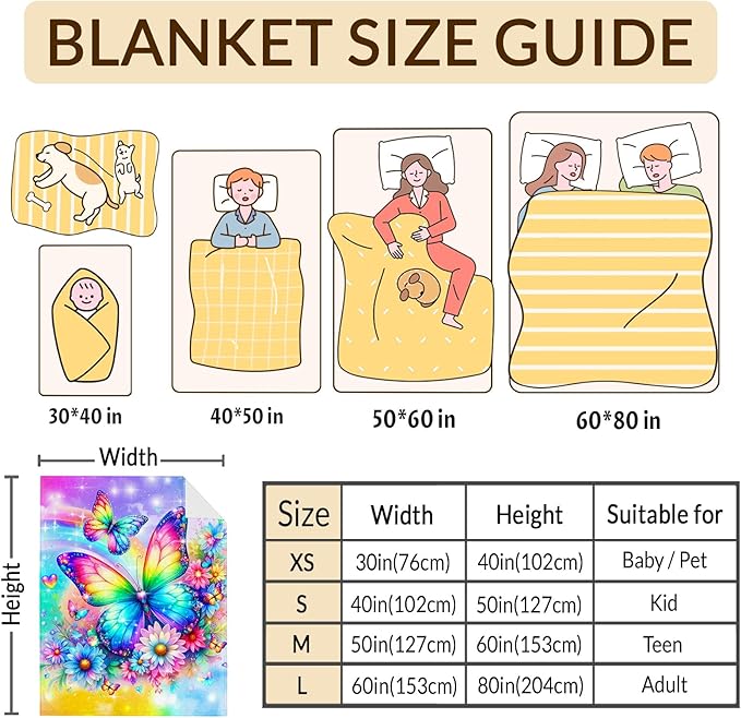 Girls Blanket Butterfly Throw Blankets Gift for Toddler Kids Daughter, 40x50 Inches Soft Cozy Cute Throw for Sofa Couch Living Room Bed Trip