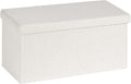 PINPLUS Folding Storage Ottoman Bench, Sherpa Ottoman with Storage, Large Long Shoes Bench Chest with Lid, Footrest for Living Room, Entryway, White 30'' x 15'' x 15''