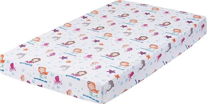 EVERYDAY KIDS 3 Piece Girls Crib Bedding Set - Mermaid Adventures - Includes Quilt, Fitted Sheet and Dust Ruffle - Nursery Bedding Set - Baby Crib Bedding Set