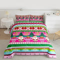 Feelyou Merry Christmas Comforter Set All Season Santa Claus Bedding Set with 1 Pillow Cases Cute Deer Microfiber Kids Toddler Bedclothes Snowflake Bedroom Decor Duvet Quilt Breathable Soft