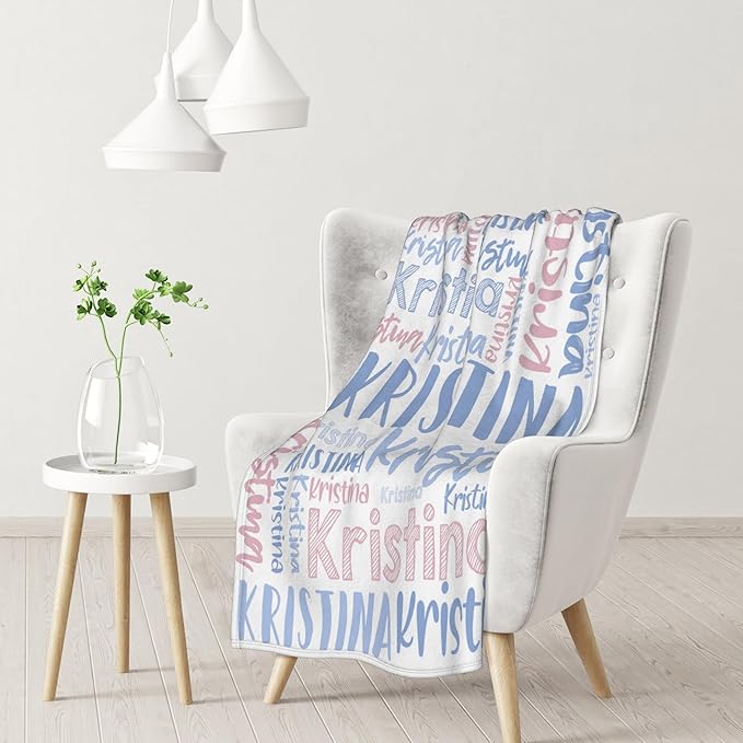 Dr.TOUGH Personalized Blankets with Name Customized Baby Blankets for Girls Boys Adults Monogrammed Blankets and Throws Christmas Birthday Mothers Fathers Valentines Day Gift (Light Blue,60''×80'')