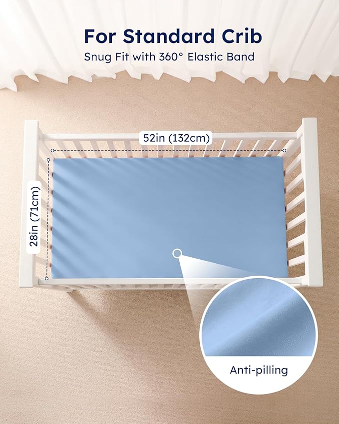 Looxii Baby Crib Sheets for Boys Girls, 3 Pack Fitted Crib Sheet for Standard Crib and Toddler Mattress, Ultra Soft Breathable Microfiber Baby Sheet 52x28x8in