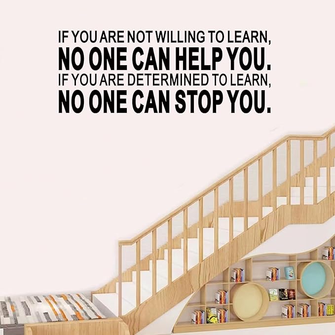 Motivational Quotes Wall Stickers for Office: Inspirational Positive Vinyl Art Wall Decals - School Classroom Workplace Home Wall Decor - If You are Not Willing to Learn 23"X9"