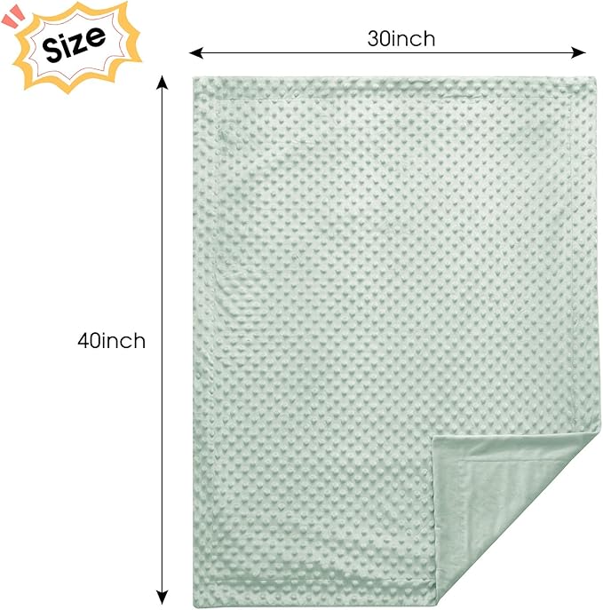 david's kids Micro Fleece Minky Baby Blanket for Girls with Double Layer and Soothing Raised Dots, Breathable and Soft Lightweight Receiving Blanket for Newborns 30x40 Inches, Sage Green