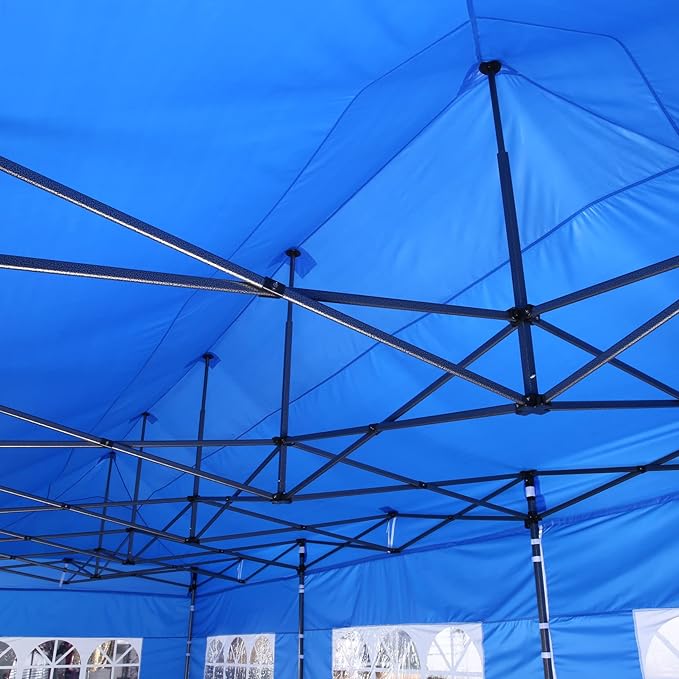 COBIZI 10x30 Pop Up Canopy Without Sidewall,Heavy Duty Canopy UPF 50+ All Season Wind Waterproof Commercial Outdoor Wedding Party Tents for Parties Canopy Gazebo with Roller Bag(10 x 30 ft Dark Blue)