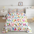 Feelyou ABC Alphabet Bedding Set Twin, Cartoon Zoo Animal Comforter Educational Learning Comforter Set for Kids Boys Girls Colorful Alphabet Duvet Set with 1 Pillow Case