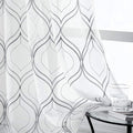 VISIONTEX White Sheer Curtains 120 Inches Long 2 Panels Set Grey Moroccan Embroidered Curtains Trellis French Textured Rod Pocket Voile Tulle Semi Window Drapes for Bedroom Living Room 54 x 120 Inch