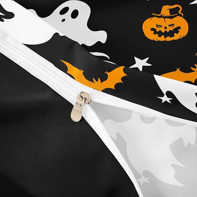 Halloween Bedding Duvet Cover Set Kids Cartoon Ghost Pumpkin Lantern Bedding Set Kids Trick or Treat Decor Comforter Cover Set Microfiber Bat Galaxy Night Bedspread Cover Bedroom Bedclothes Toddler