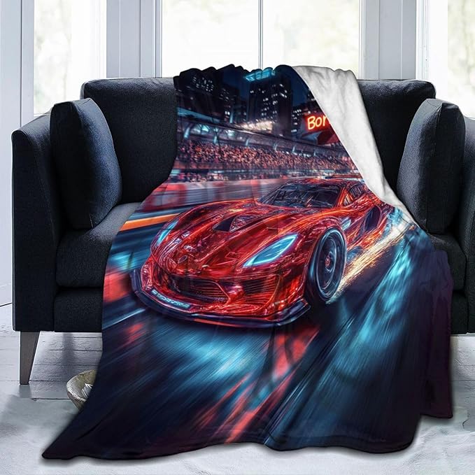Car Blanket Cars Decor Throw Blanket Super Soft Flannel Lightweight Fluffy Plush Cozy Fuzzy Fleece Racing Lover Gifts Blanket for Kids Boys Adults Man for Bed Sofa 40"X50"