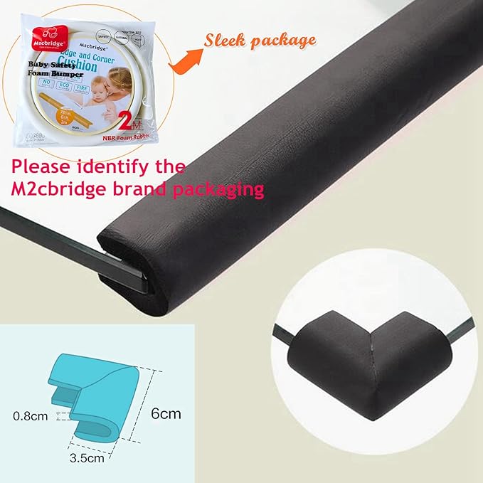 M2cbridge U Shape Extra Thick Furniture Table Edge Protectors Foam Baby Safety Bumper Guard 6.5 Ft (Off White with 4 Corners)
