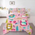 Erosebridal Christmas Cartoon Bedding Set for Kids Cute Snowman Bear Comforter Set Toddler Size Xmas Tree Deer Elk Reversible Quilts Kawaii Penguin Animal Duvet Insert Room Decor