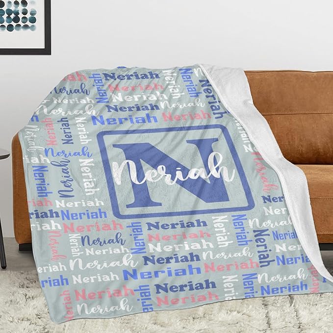 Dr.TOUGH Name Blanket Personalized Blanket for Adult Kids Flannel Customized Personalized Blankets and Throws