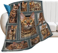 Tijuboni Bengal Cat Throw Blanket Cat Gifts for Girls Boys Women Men Kids Adults Soft Flannel Fleece Blanket for Couch Sofa Bed Home Decor 60"x80"