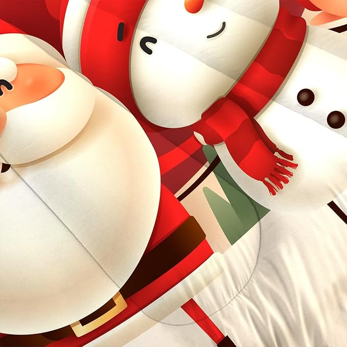 Christmas Bedding Sets Xmas Santa Gnomes Comforter Sets Full Size for Kids Boys Girls Bedroom Snowing Santa Claus Quilt,1 Comforter + 2 Pillow Cases