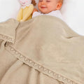 Baby Knit Blanket Soft Breathable Cotton Scallop Border Blankets Newborn Knitted Blanket Swaddle Blankets Gifts for Baby Newborn Toddler Shower Boy Girl New Mom Birthday Christmas Beige 28x36