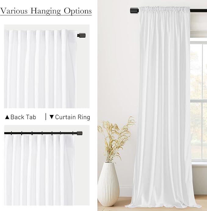 StangH White Velvet Curtains for Bedroom - Privacy Protect Light Dimming Window Curtains for Nursery Kids, Elegant Home Decors for Living Room, W52 x L84, 2 Panels