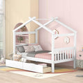Harper & Bright Designs Twin Size House Bed for Kids, Wooden House Bed Twin with Two Drawers, Kids Twin Bed Frame with Storage,Roof Design for Girls Boys, White