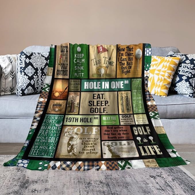 Golf Blanket Gifts for Golf Lovers Golf Throw Blanket for Women Men Adults Soft Warm Cozy Fleece Blanket for Couch Sofa Bed 40"x50"
