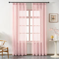 Blush Pink Sheer Curtains 84 Inches Long, Linen Look Textured Light Filtering Drapes for Girls Room Decor, Light Pink Transparent Window Treatments, Pinch Pleat Curtain with Hooks