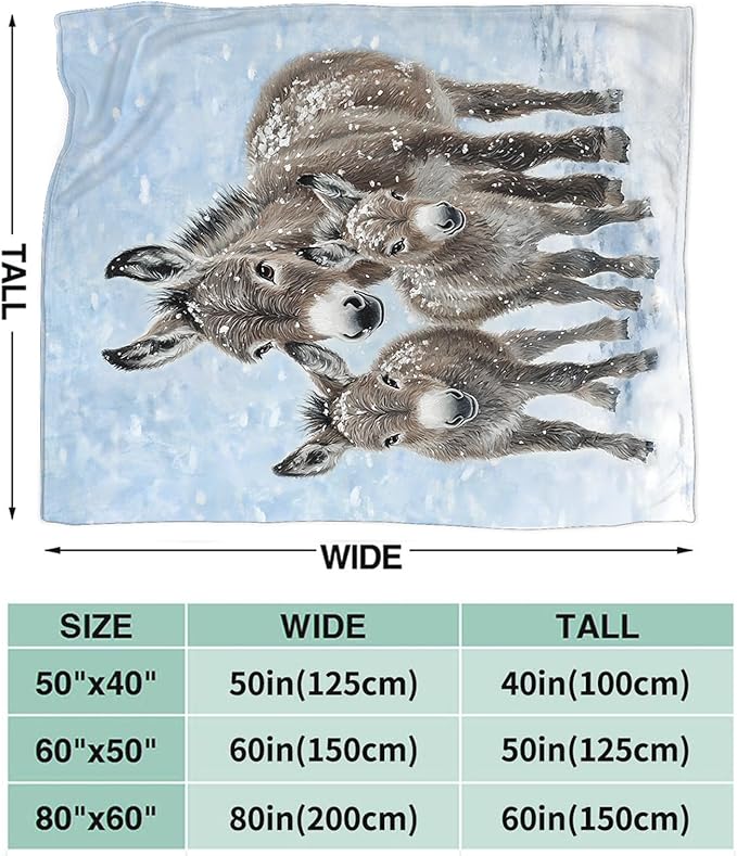Tijuboni Donkey Throw Blanket Donkey Gifts for Girls Boys Women Men Kids Adults Soft Flannel Fleece Blanket for Couch Sofa Bed Home Decor 50"x60"