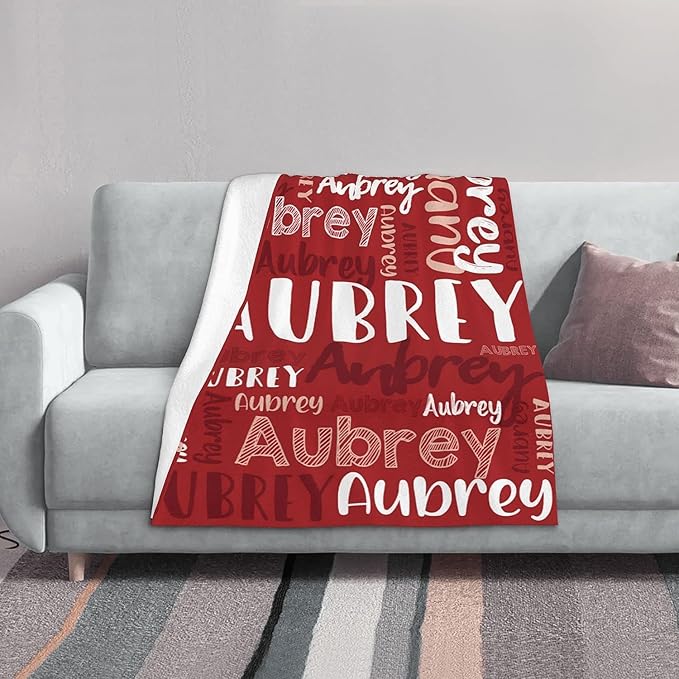 Dr.TOUGH Personalized Blankets with Name Customized Baby Blankets for Girls Boys Adults Monogrammed Blankets and Throws Christmas Birthday Mothers Fathers Valentines Day Gift (Red, 40''×50'')