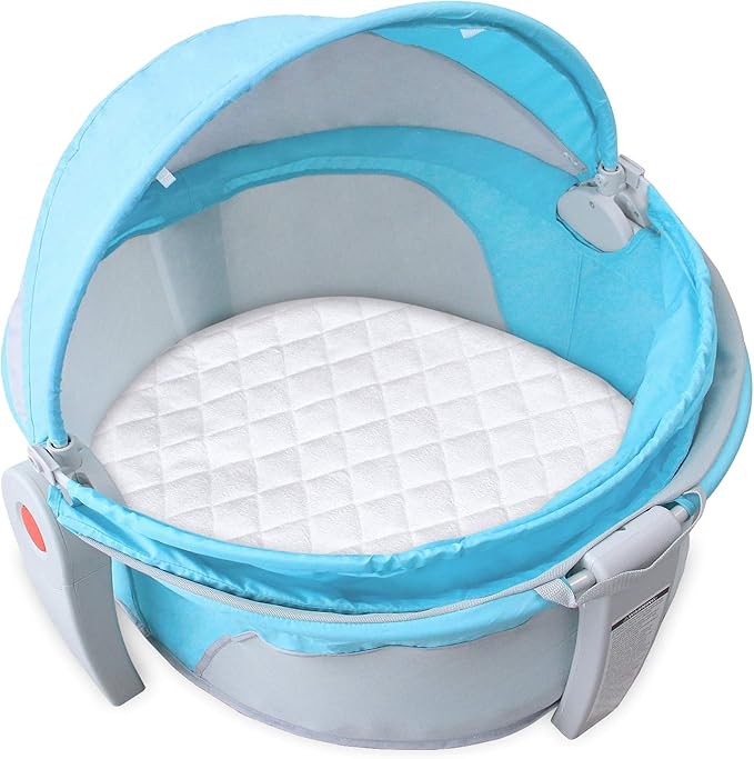 Waterproof Bassinet Mattress Pad Cover Compatible with Fisher Price On The Go Baby Dome, 2 Pack, Ultra Soft Surface, Breathable and Easy Care