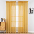 MIULEE 2 Panels Solid Color Sheer Window Curtains Elegant Window Voile Fall Panels/Drapes/Treatment for Bedroom Living Room (54X108 Inches Gold)