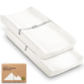 2-Pack Organic Changing Pad Covers for Girl, Boy, Neutral - 100% Cotton Changing Table Pad Cover,Soft Baby Nursery Diaper Changing Pad Sheets,Contour Changing Pads Liners,Change Pad Cover (Soft White)