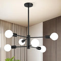 Modern Sputnik Chandeliers Light, 6-Light Black Chandeliers for Dining Room, Height Adjustable Ceiling Lights Farmhouse Chandelier for Kitchen Island Living Room Bedroom Visit The Store