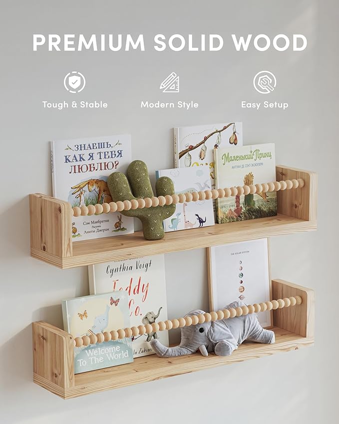 Nursery Book Shelves, Set of 3, Floating Shelves for Toddler, Nursery Decor