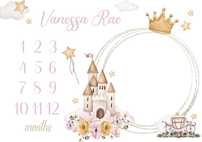 OLIVE OLIVIA Personalized Monthly Baby Milestone Blanket, Baby Months Blanket, Perfect Custom Newborn Gifts,50"x60"