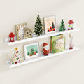 Fun Memories Picture Ledge Shelf for Wall, 48 inch Pine Wood Nursery Book Shelves Set of 2- Wall Book Shelves for Kids Room, Home Decor - Kitchen Spice-White