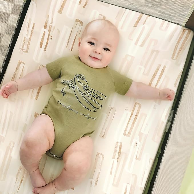 Stretchy Ultra Soft Jersey Knit Fitted Pack and Play Sheets 3 Pack, Portable/Mini Crib Sheets Safe and Snug Fitted for Boys and Girls, Stylish Pretty Flora for Baby, Beige