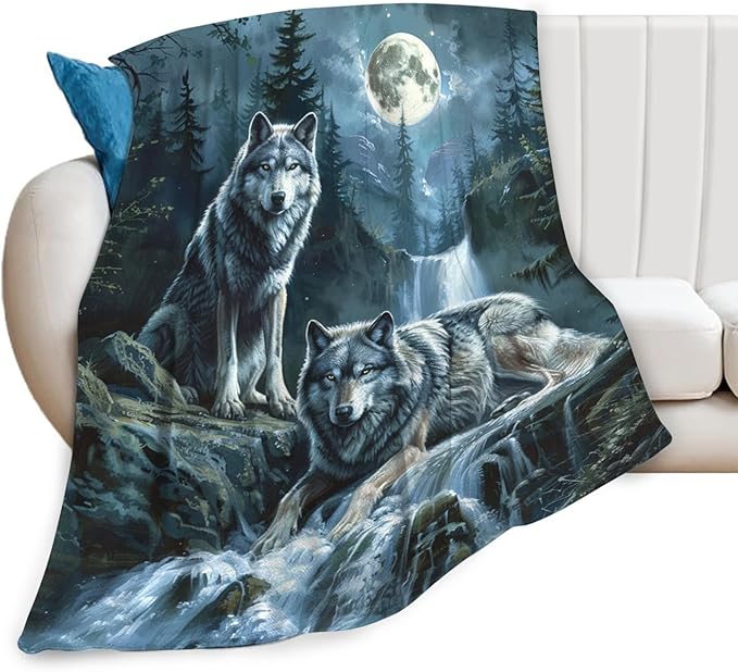 Tijuboni Wolf Throw Blanket Wolf Gifts for Girls Boys Women Men Kids Adults Soft Flannel Fleece Blanket for Couch Sofa Bed Home Decor 40"x50"