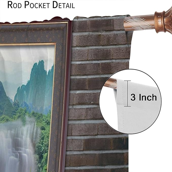 Waterfall Blackout Window Curtains, Tropical Rainforest Jungle Plants Forest Wild Nature Landscape Window Drapes, for Living Room Bedroom 42x54in 2 Panels