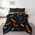 Erosebridal Bat Bedding Set for Kids Adults Boys Girls Happy Halloween Comforter Set Toddler Size Gothic Spooky Quilt Orange Bats Duvet Insert with 1 Pillow Case