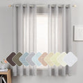 MIULEE Natural Linen Semi Sheer Window Curtains - Elegant Solid Light Grey Drapes Grommet Top Voile Panels for Bedroom Living Room (52X63 Inch)
