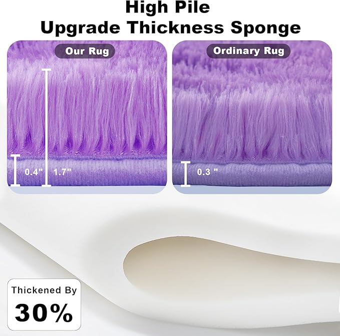 Purple Area Rugs for Girls Bedroom Living Room, 6x9 Fluffy Fuzzy Shaggy Carpet for Kids Playroom Nursery, Thick Soft Plush Mat for Kids Baby Boys Teen Dorm Home Decor Aesthetic