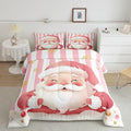Feelyou Merry Christmas Decorations Twin Size Comforter Set Santa Claus Bedding Set Pink Quilt Set Soft Warm Lightweight Duvet Set