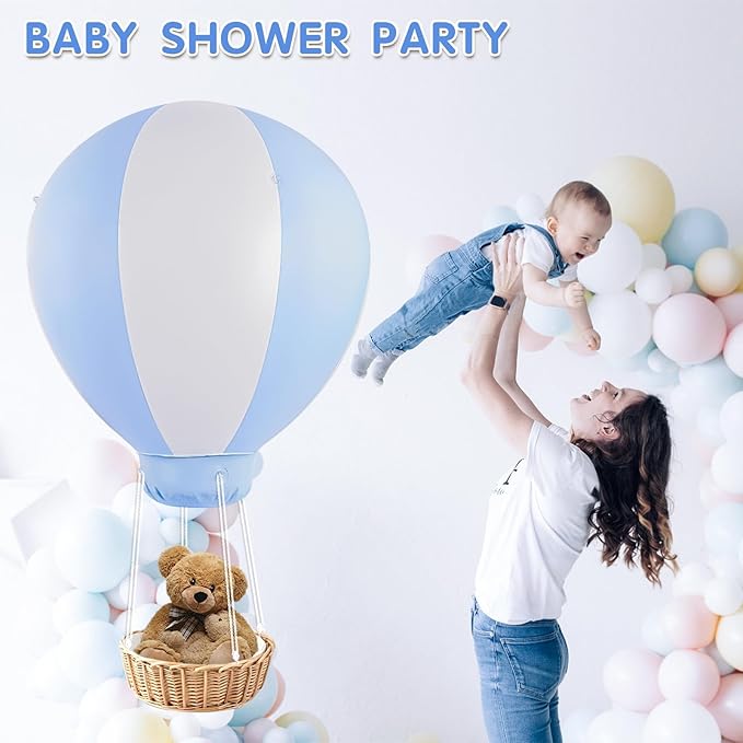 3FT Hot Air Balloon Decorations, Hot Air Balloon with Air Pump for Girls Boys Baby, Birthday Wedding Exhibitions, Blue