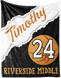 Custom Kids Soft Blanket: Personalized Gift for Basketball Football Soccer Softball Lovers Name and Number - Flannel Toddler Bed Blankets (40X50inch)