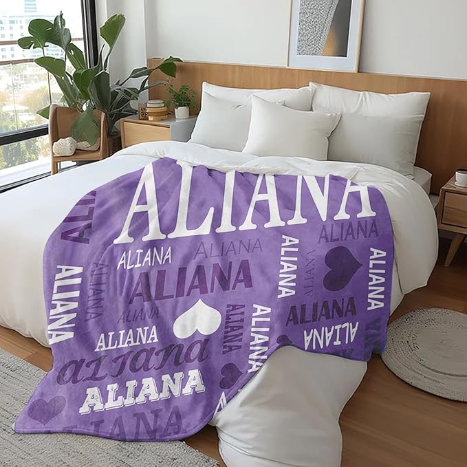 Ships Next Day, Personalized Blanket for Teen Boys Girls, Custom Blanket with Name Customized Flannel Throw Christmas Birthday Blanket Gifts for Kids or Adult