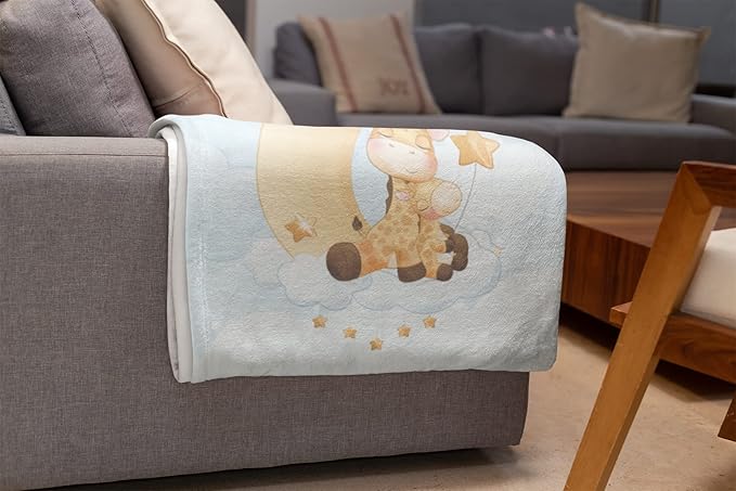 Personalized Baby Blankets with Name | Custom Giraffe Baby Blanket for Boys and Baby Girls | Unisex Warm Soft Fleece Swaddle Blanket Minky | (Giraffe, Fleece 60"x80")