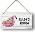 Custom Name Sloth Wall Decor, Kids Teen Sloth Bedroom Decor, Personalized Wood Sign 10 x 5 inch