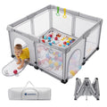 Foldable Baby Playpen,Portable Playpen for Babies and Toddler,50 * 50 Inch Kids Travel Play Pen with 4 Handlers,Carry Bag,Lighgtweight Baby Play Yard for Indoor&Outdoor,Light Gray